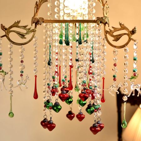 Beautiful Eye-Catching Chandelier Made of Brass and Glass